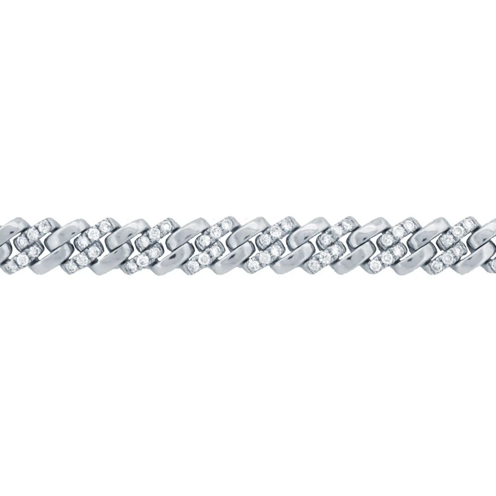 9ct White Cuban Link 1.43ct Diamond Set Bracelet