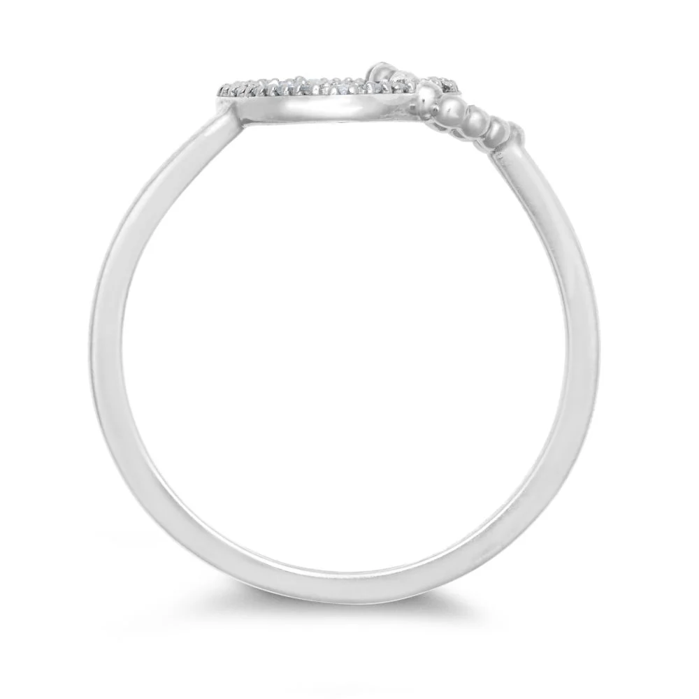 9ct White Gold 0.05cts Natural Diamond Double Heart Ring - Image 2