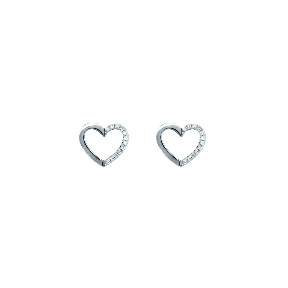 9ct White Gold 0.06ct Diamond Heart Earrings