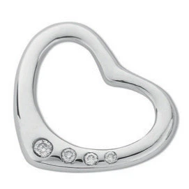 9ct White Gold 0.07ct Diamond Heart Pendant - 9ct Gold
