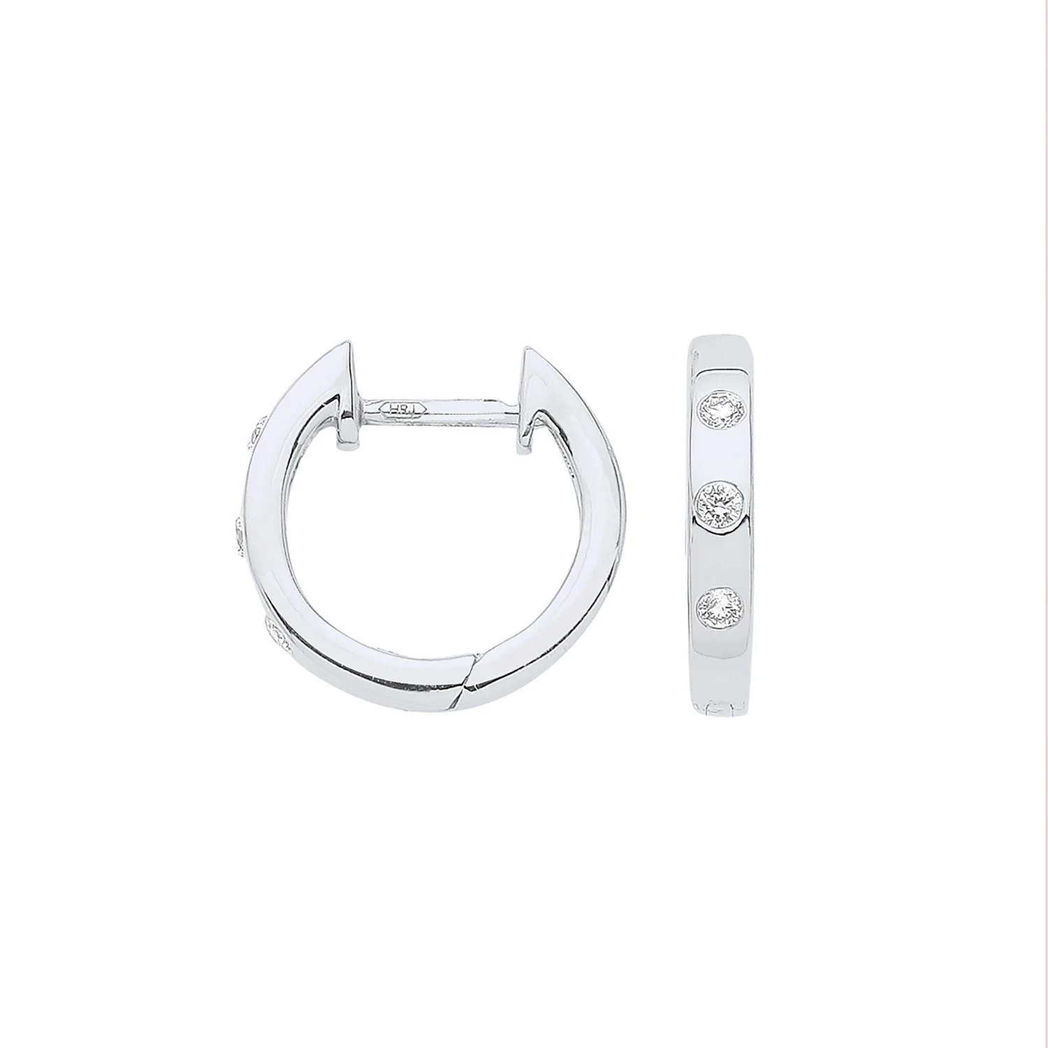 9ct White Gold 0.08ct Rubover Huggies - 9ct Gold