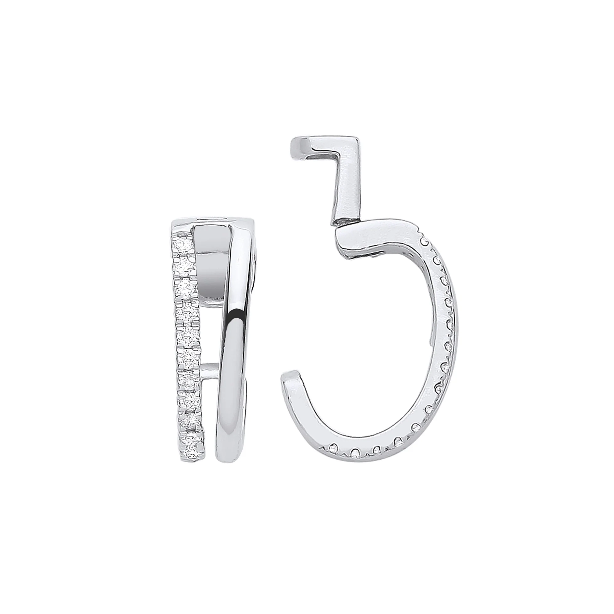 9ct White gold 0.08ct single cuff earring - 9ct Gold