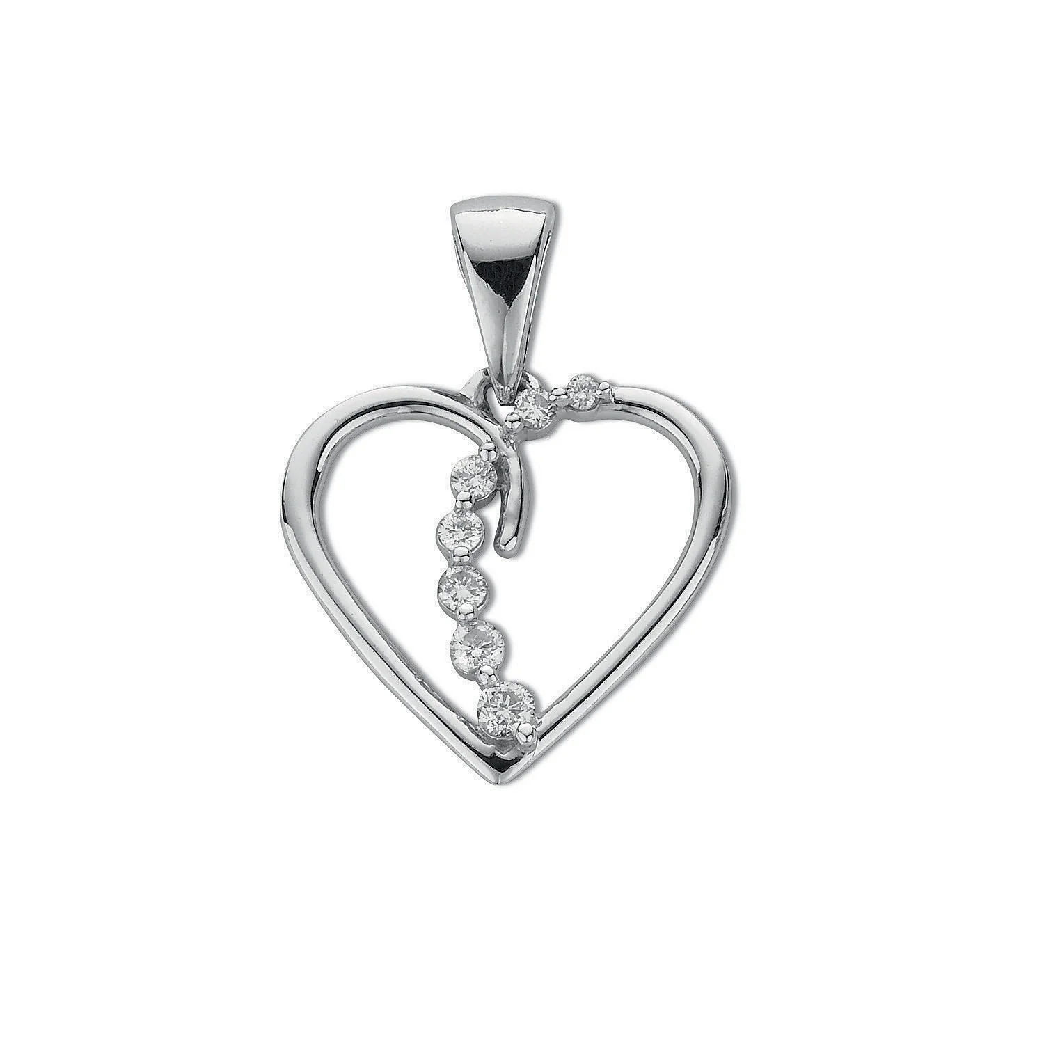 9ct White Gold 0.10ct Diamond Heart Pendant - 9ct Gold - Image 2
