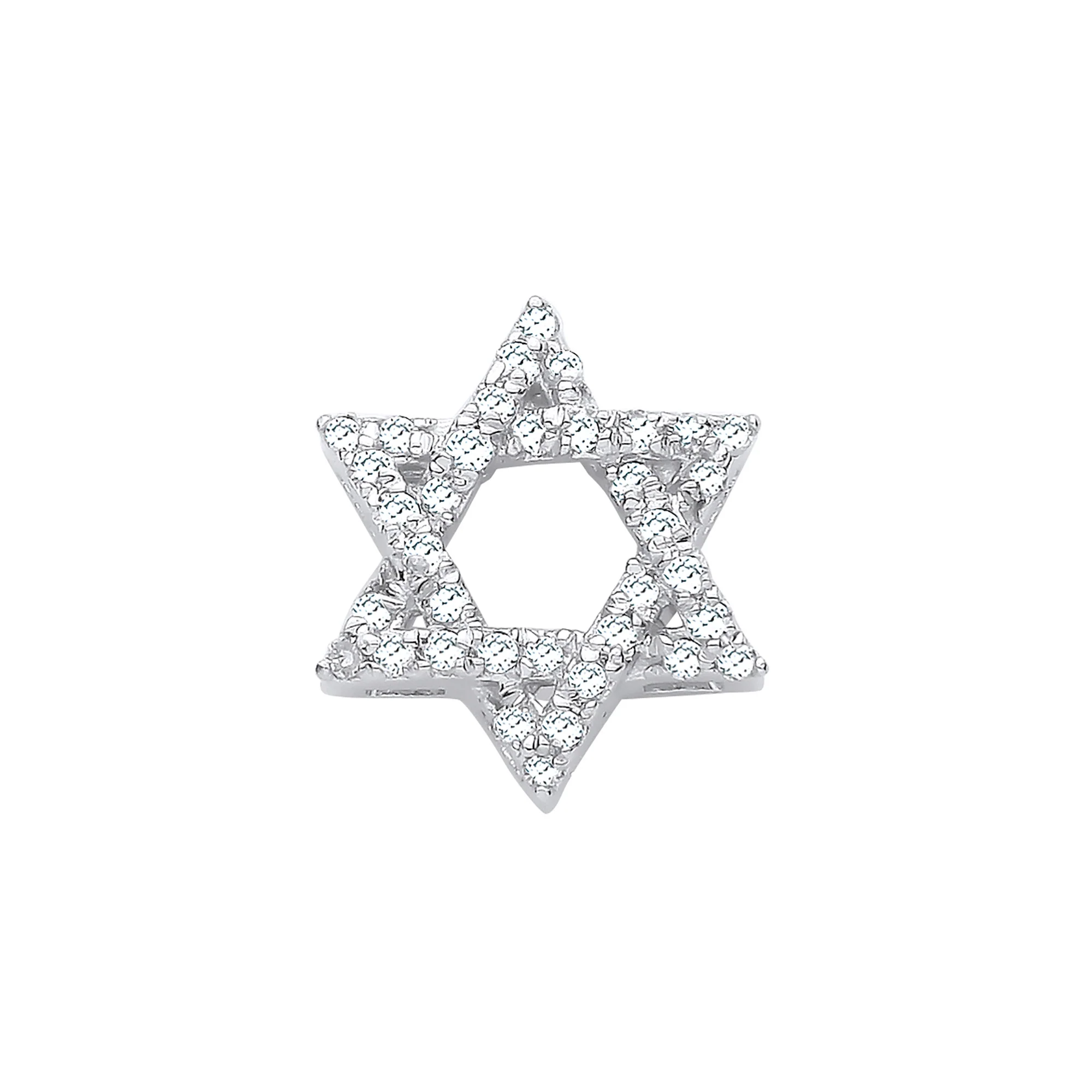 9ct White Gold 0.10ct Diamonds Star of David Pendant - 9ct Gold