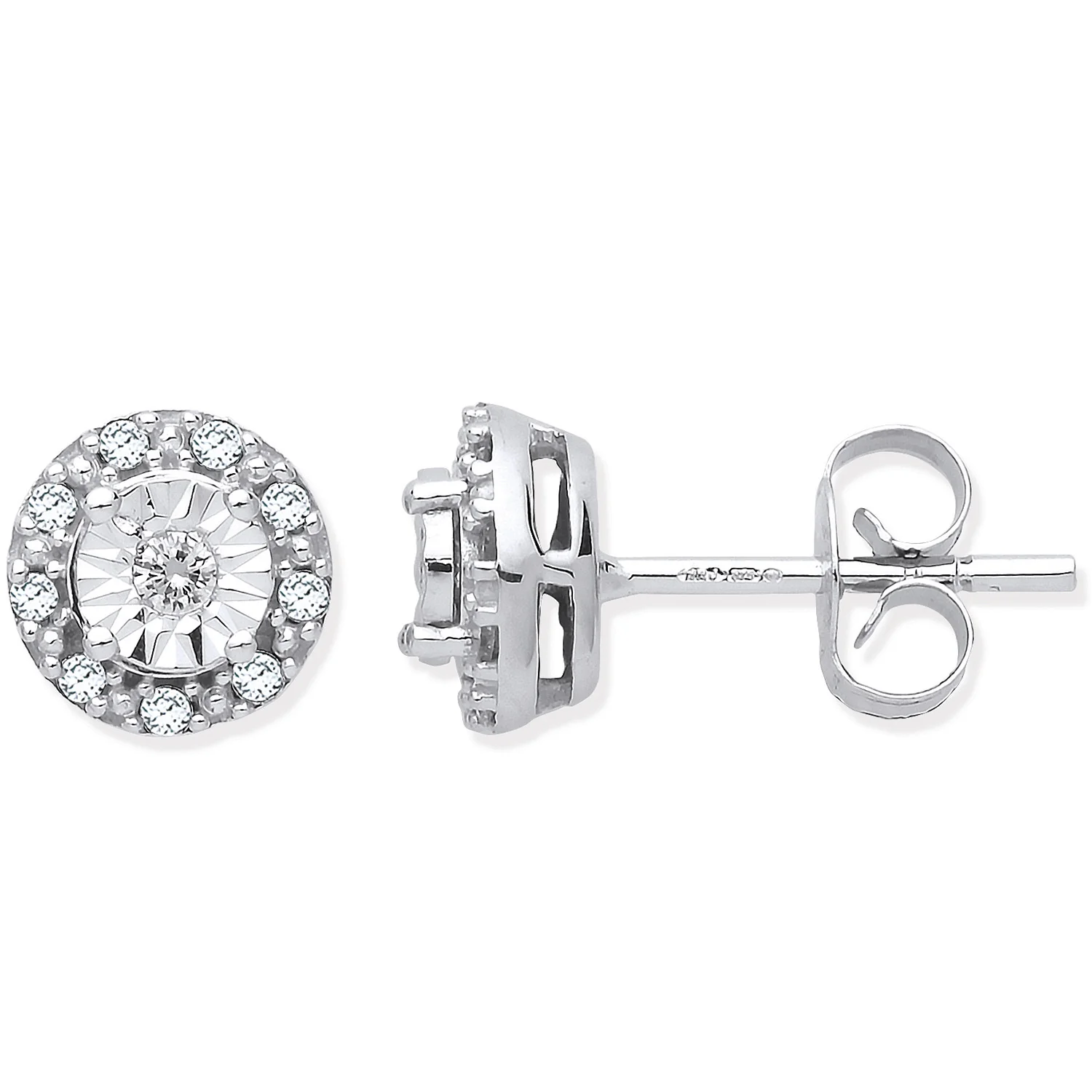 9ct White Gold 0.13ct Dia Stud Earrings - 9ct Gold