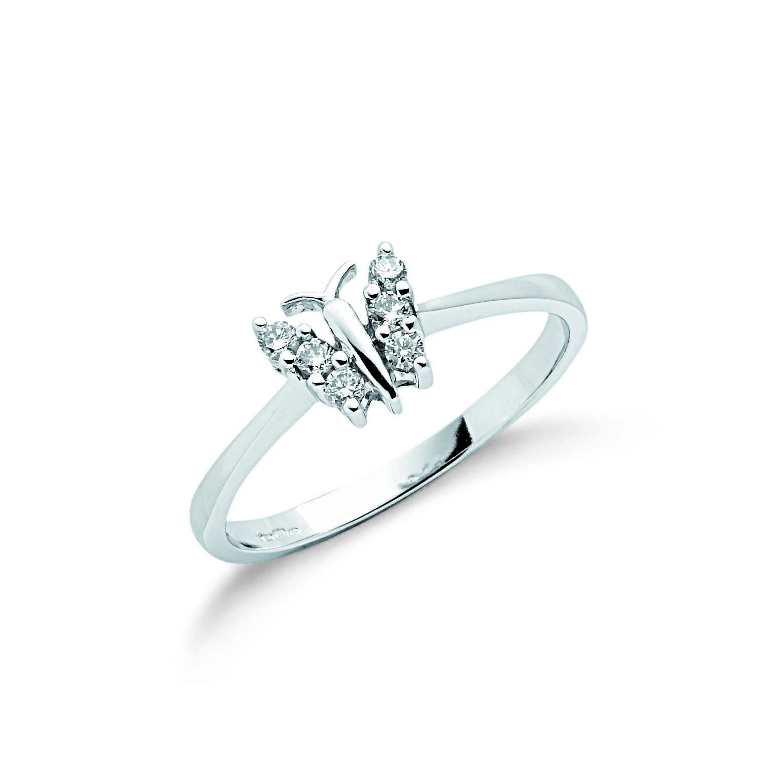 9ct White Gold 0.15ct Diamond Butterfly Ring - 9ct Gold