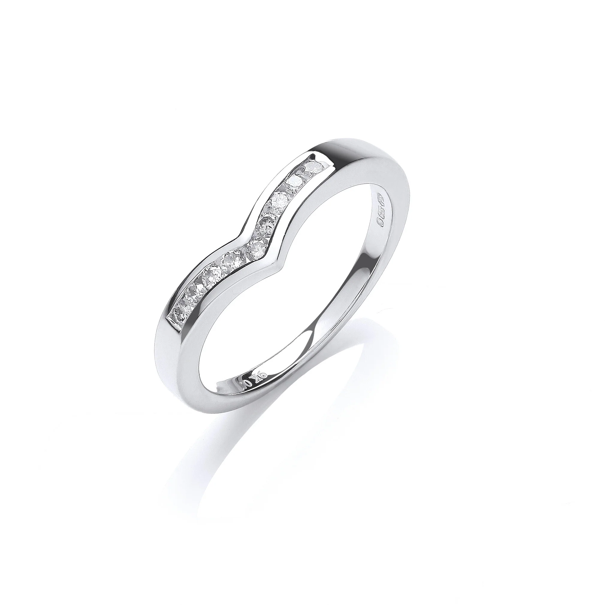 9ct White Gold 0.15ct Diamond Wishbone Ring - 9ct Gold