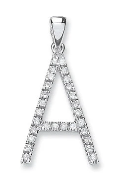 9ct White Gold 0.20ct Diamond A Initial - 9ct Gold