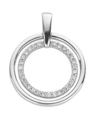 9ct White Gold 0.20ct Diamond Circle Pendant - 9ct Gold