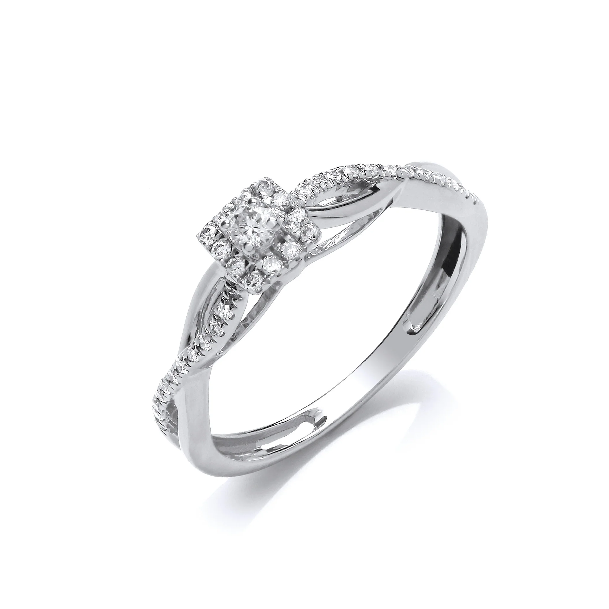 9ct White Gold 0.20ct Diamond Solltaire Style Ring - 9ct Gold
