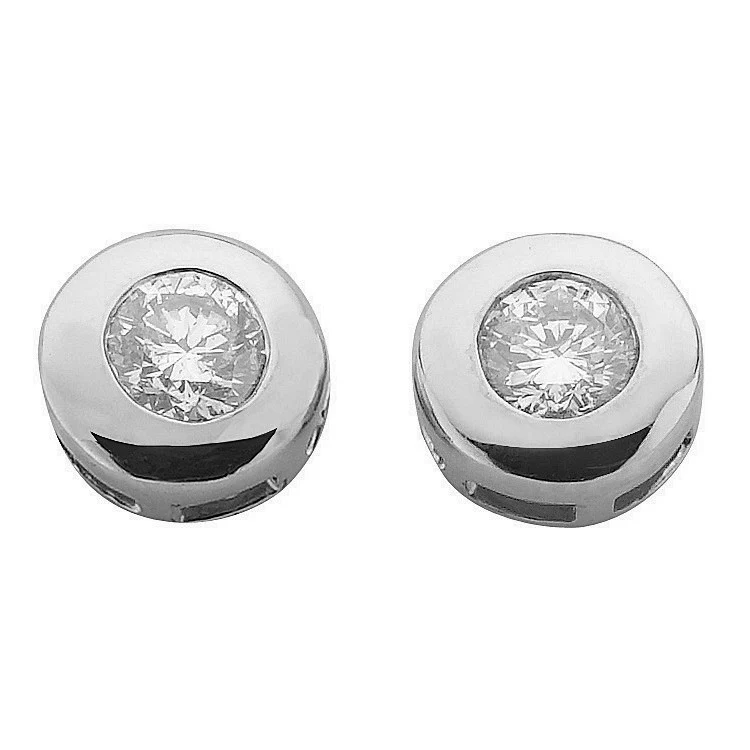 9ct White Gold 0.20ct Rubover Set Diamond Stud Earrings - 9ct Gold