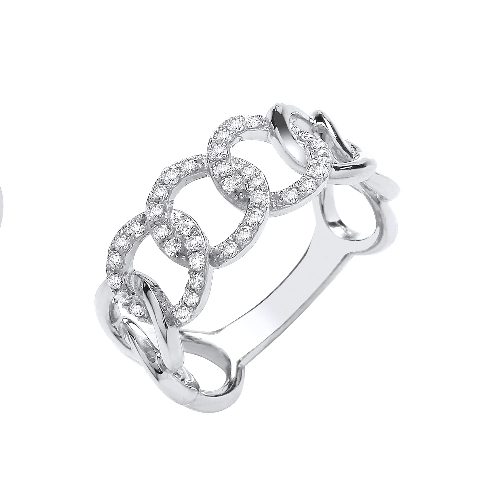 9ct White gold 0.23ct Curb ring - 9ct Gold