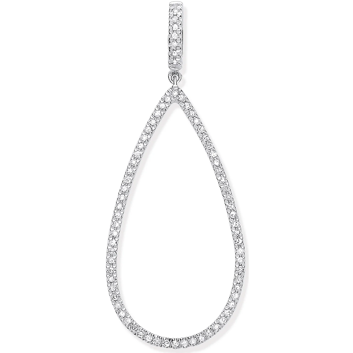 9ct White Gold 0.23ct Pear Shaped Drop Pendant - 9ct Gold