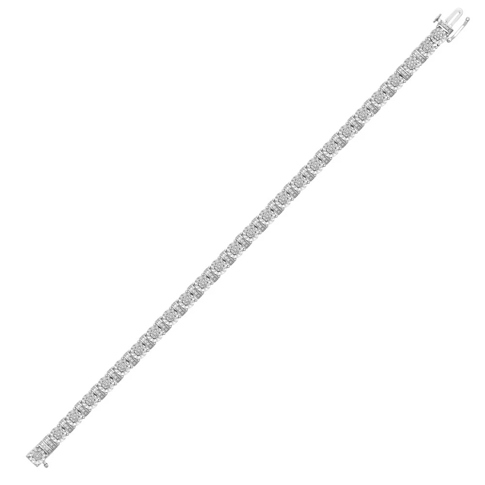 9ct White Gold 0.23cts Natural Diamond Illusion-set Bracelet
