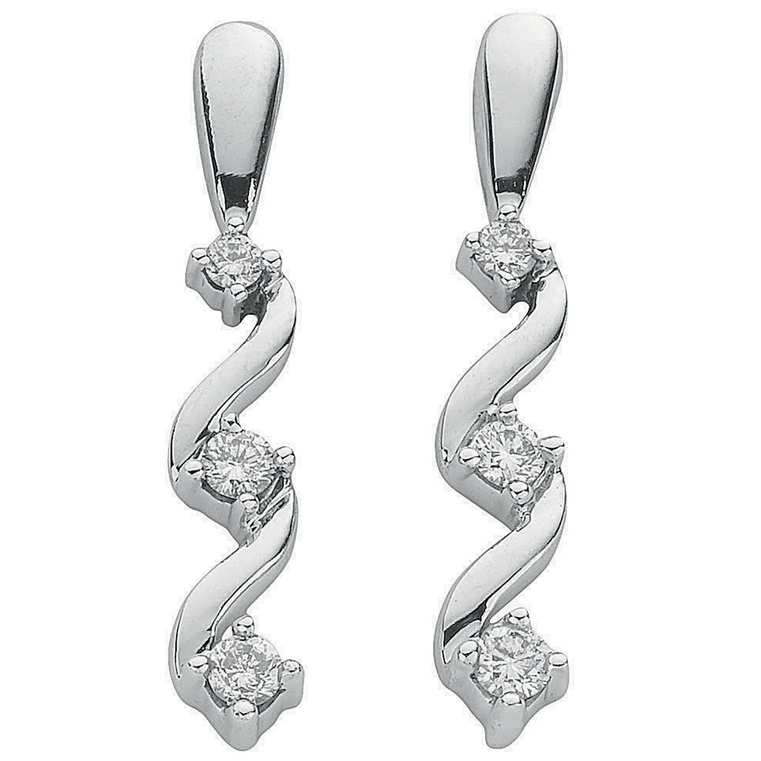 9ct White Gold 0.25ct Diamond Drop Earrings - 9ct Gold