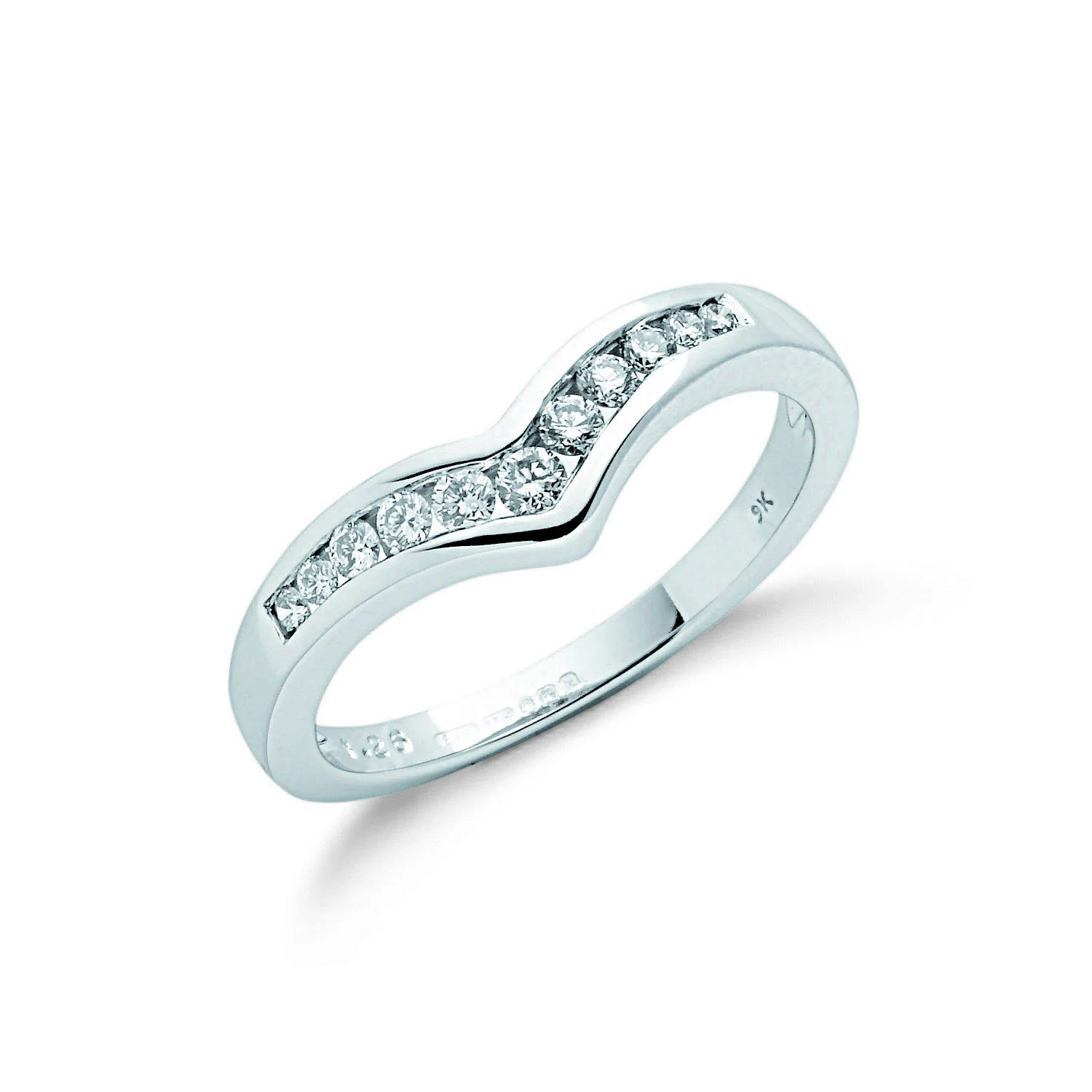9ct White Gold 0.25ct Diamond Wishbone Ring - 9ct Gold