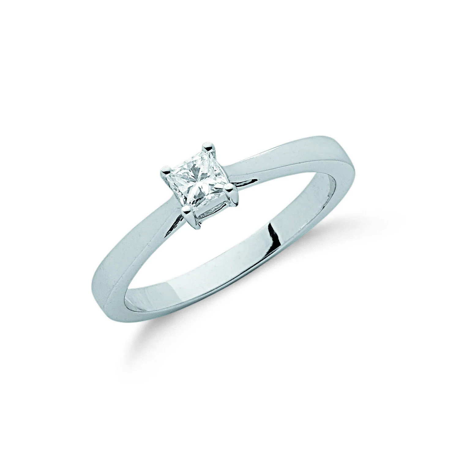 9ct White Gold 0.25ct Princess Cut Diamond Engagement Ring - 9ct Gold