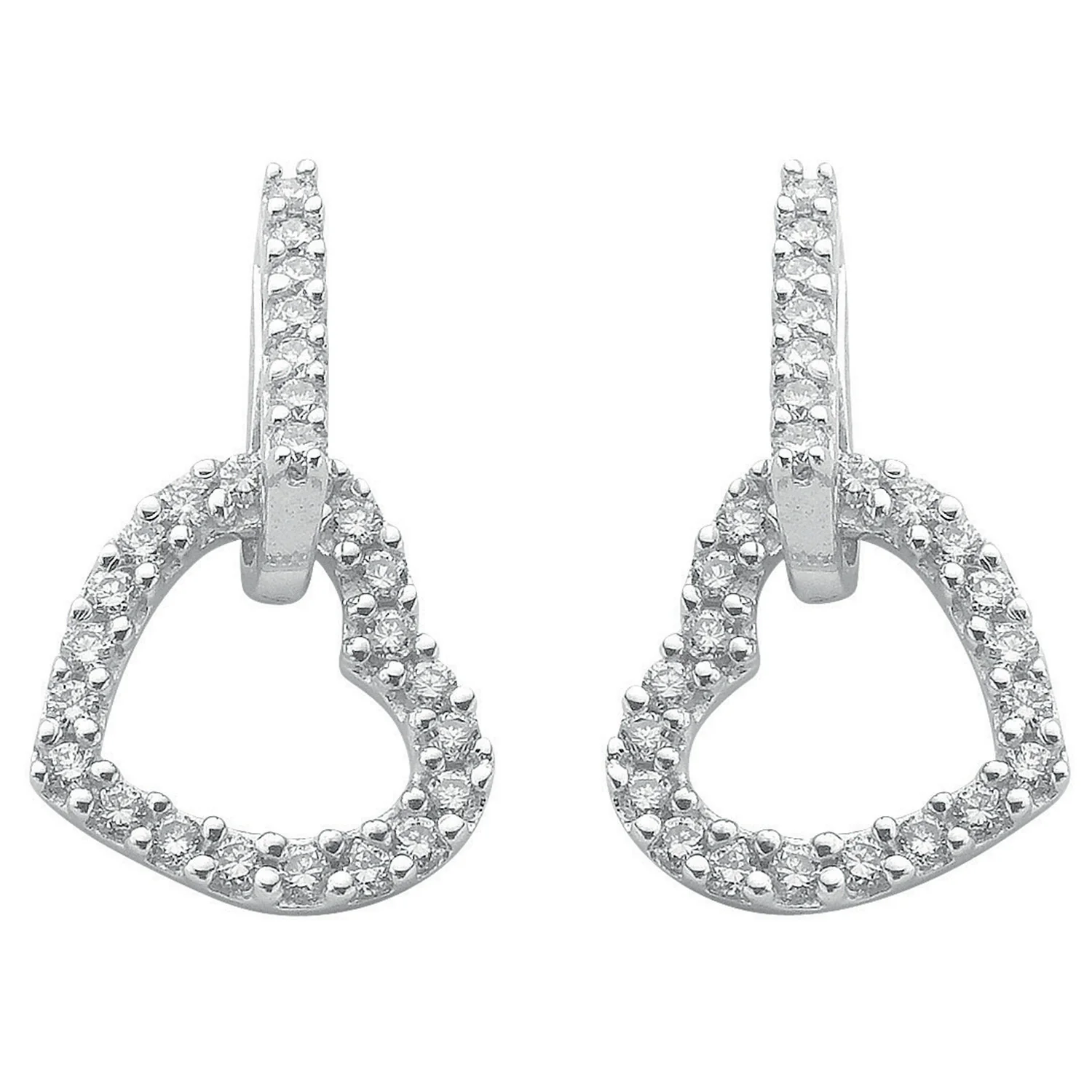 9ct White Gold 0.50ct Diamond Heart Drop Earrings - 9ct Gold