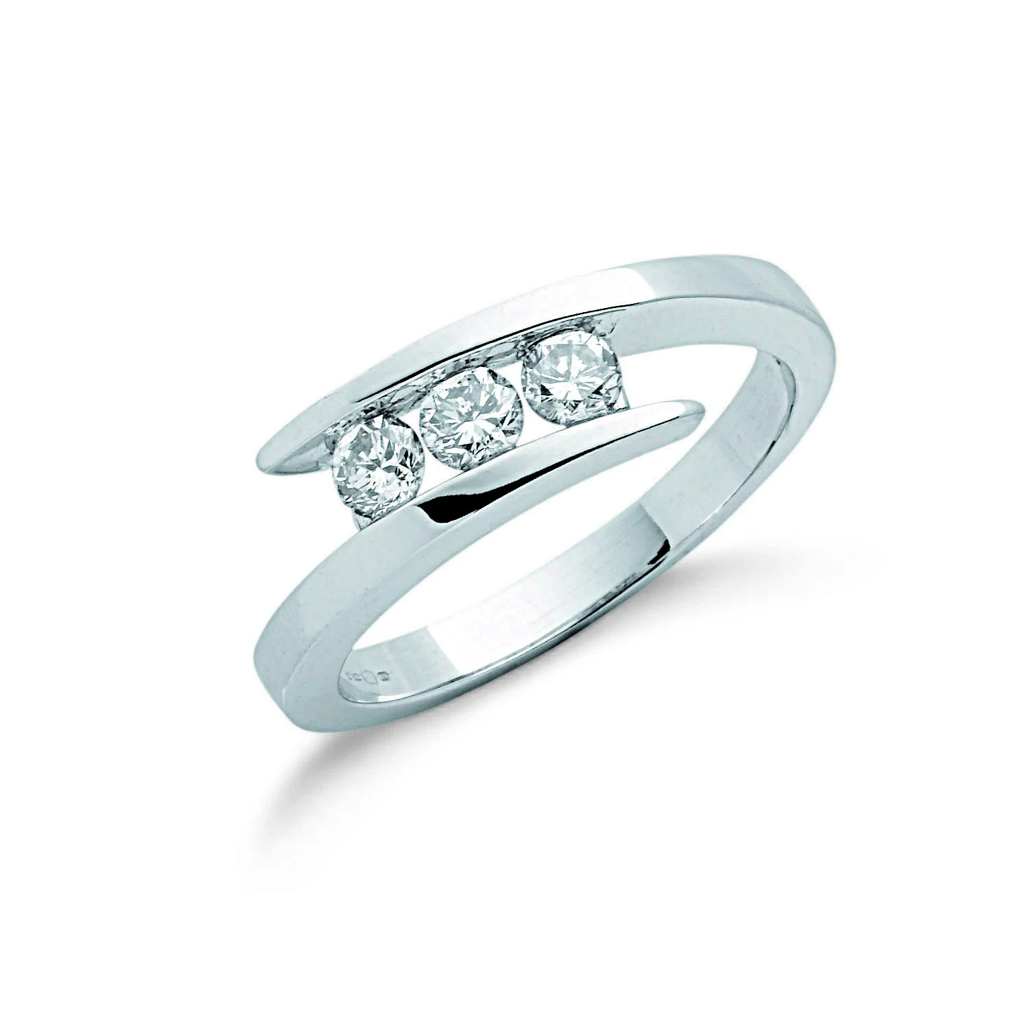 9ct White Gold 0.50ct Diamond Trilogy Ring - 9ct Gold - Image 2