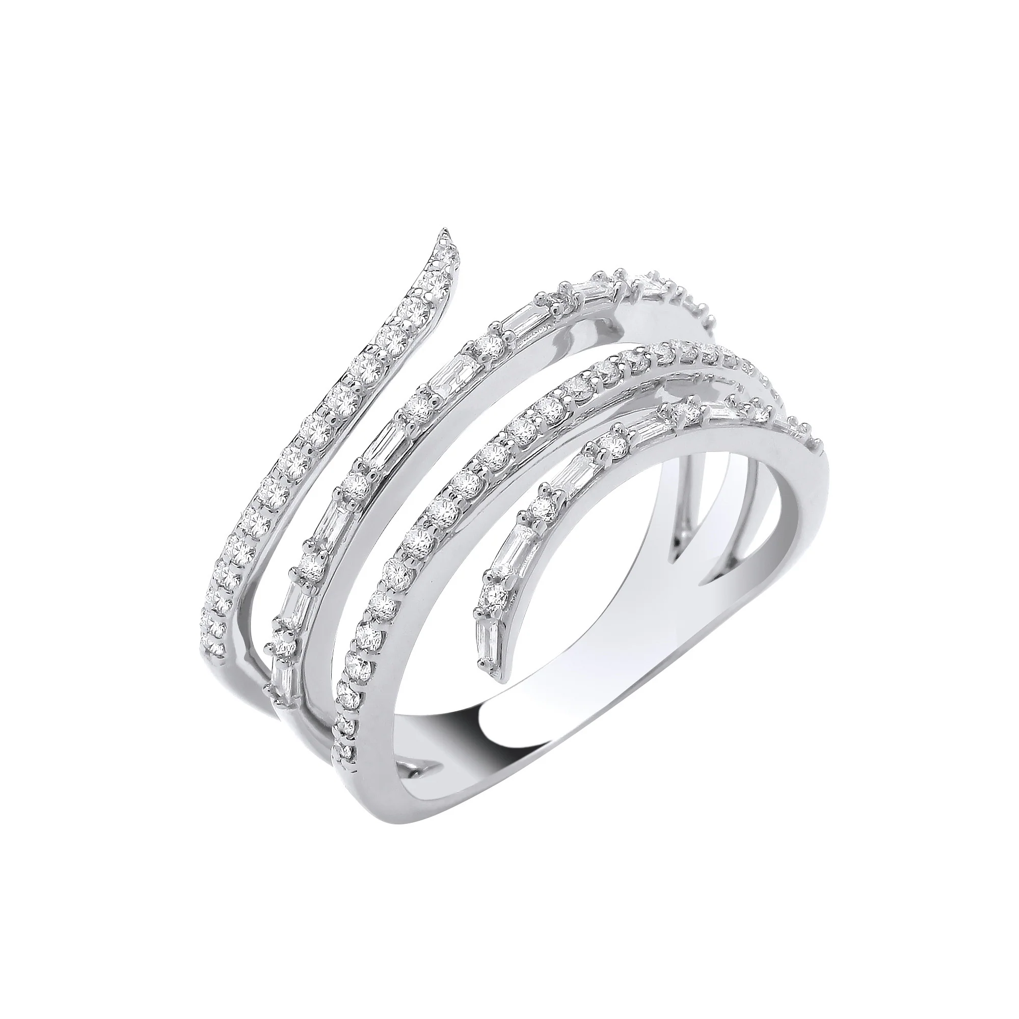 9ct White Gold 0.50ctw Snake Ring - 9ct Gold