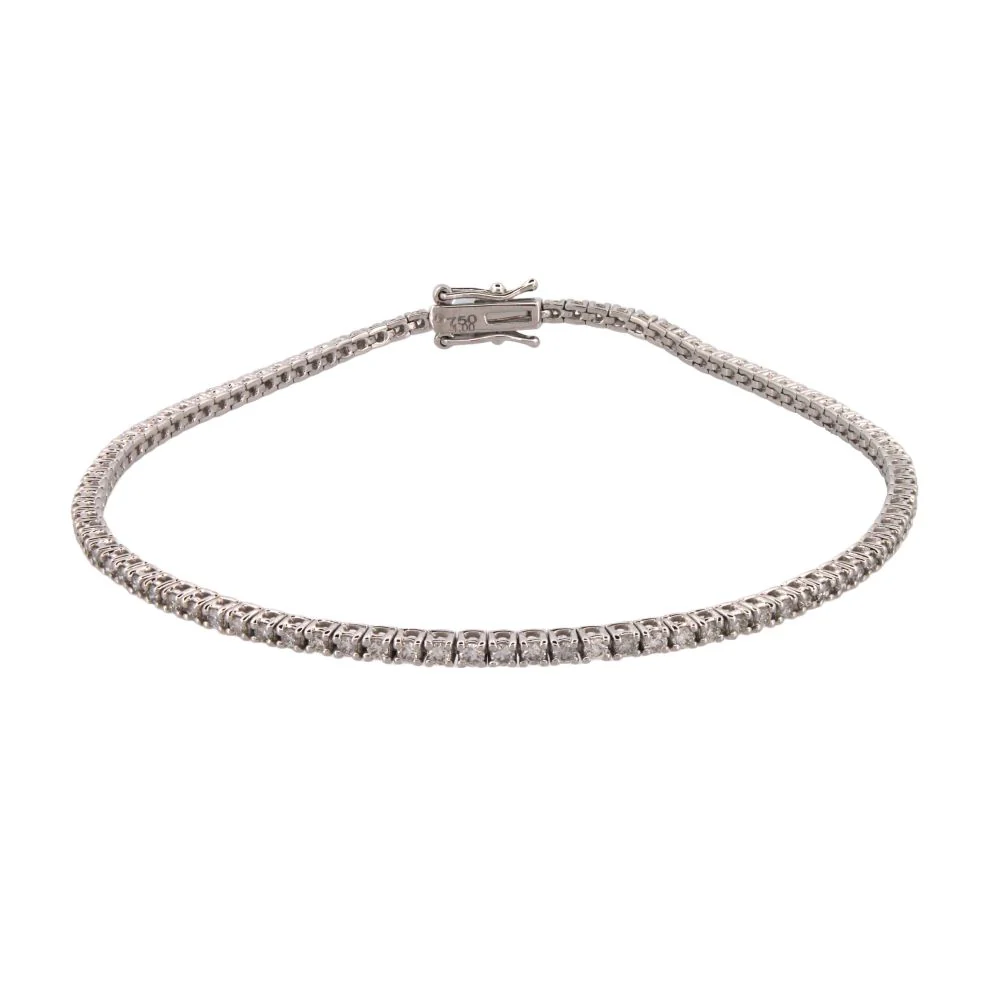 9ct White Gold 1.00ct Claw Set Natural Diamond Line Bracelet