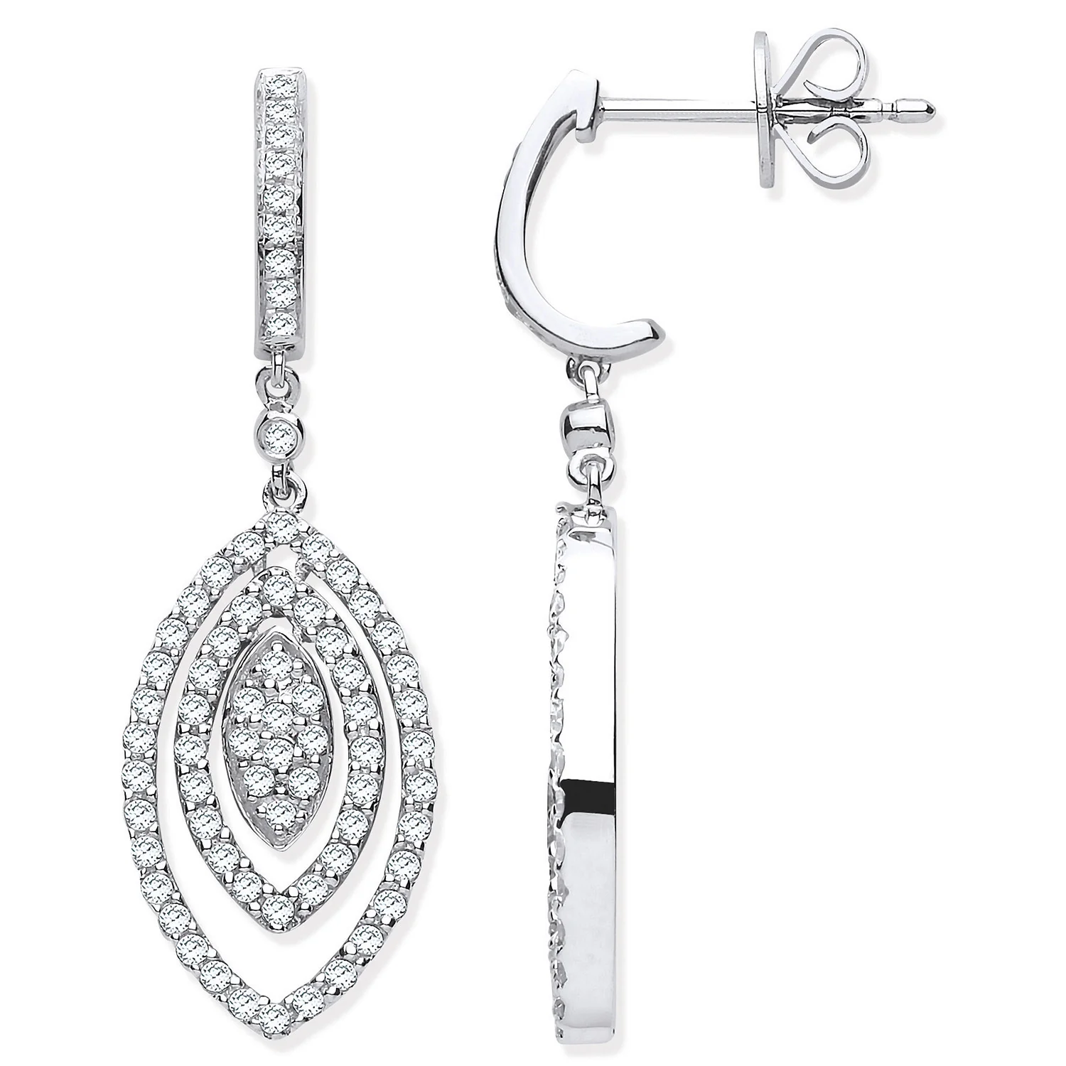 9ct White Gold 1.00ct Diamond Drop Earrings - 9ct Gold