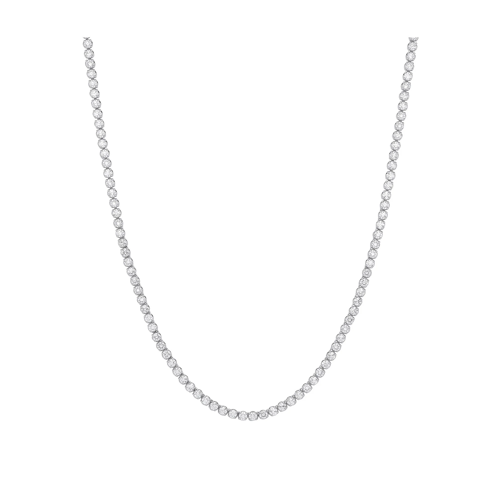 9ct White Gold 10.00ctw LAB GROWN 17" Diamond Tennis Necklace IGI Certified - 9ct Gold - Image 5