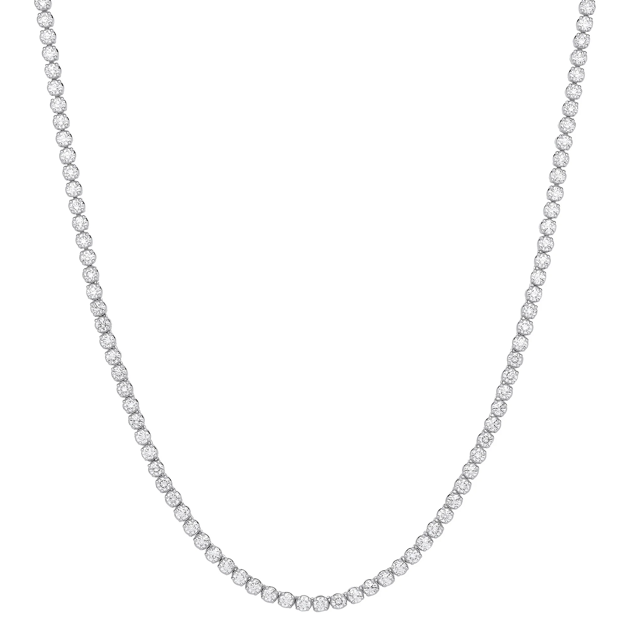 9ct White Gold 20.00ctw LAB GROWN 17" Diamond Tennis Necklace IGI Certified - 9ct Gold - Image 5