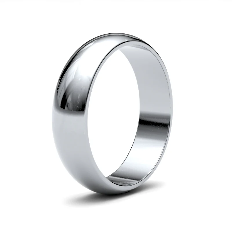 9ct White Gold 5mm Lightweight D-Jhape Profile Mirror Finish Wedding Ring