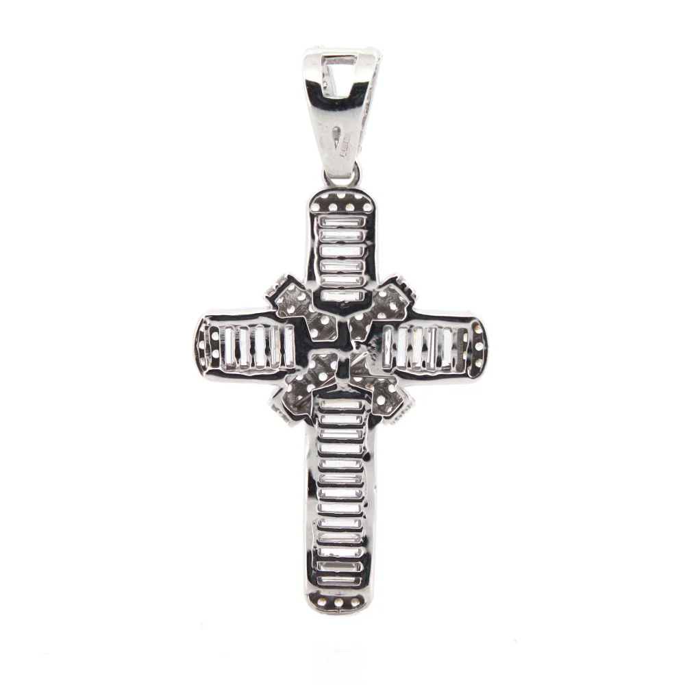 9ct White Gold Cubic Zirconia Set Cross - Image 2