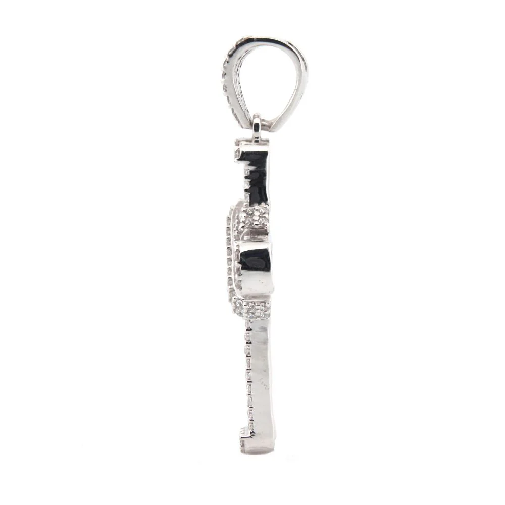 9ct White Gold Cubic Zirconia Set Cross - Image 3