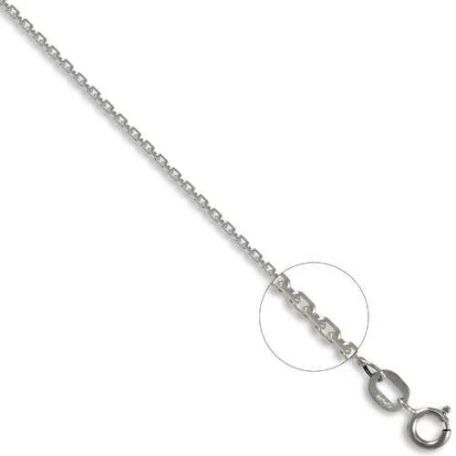 9ct White Gold Diamond Cut Concertina Trace 1.2mm Gauge Pendant Chain