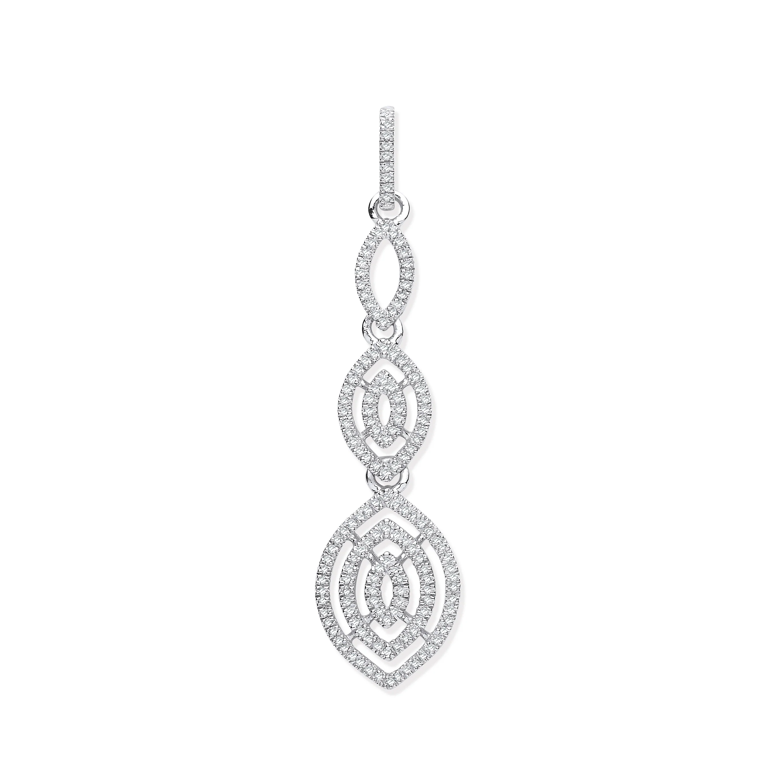 9ct White Gold Drop 0.25ct Diamond Pendant - 9ct Gold