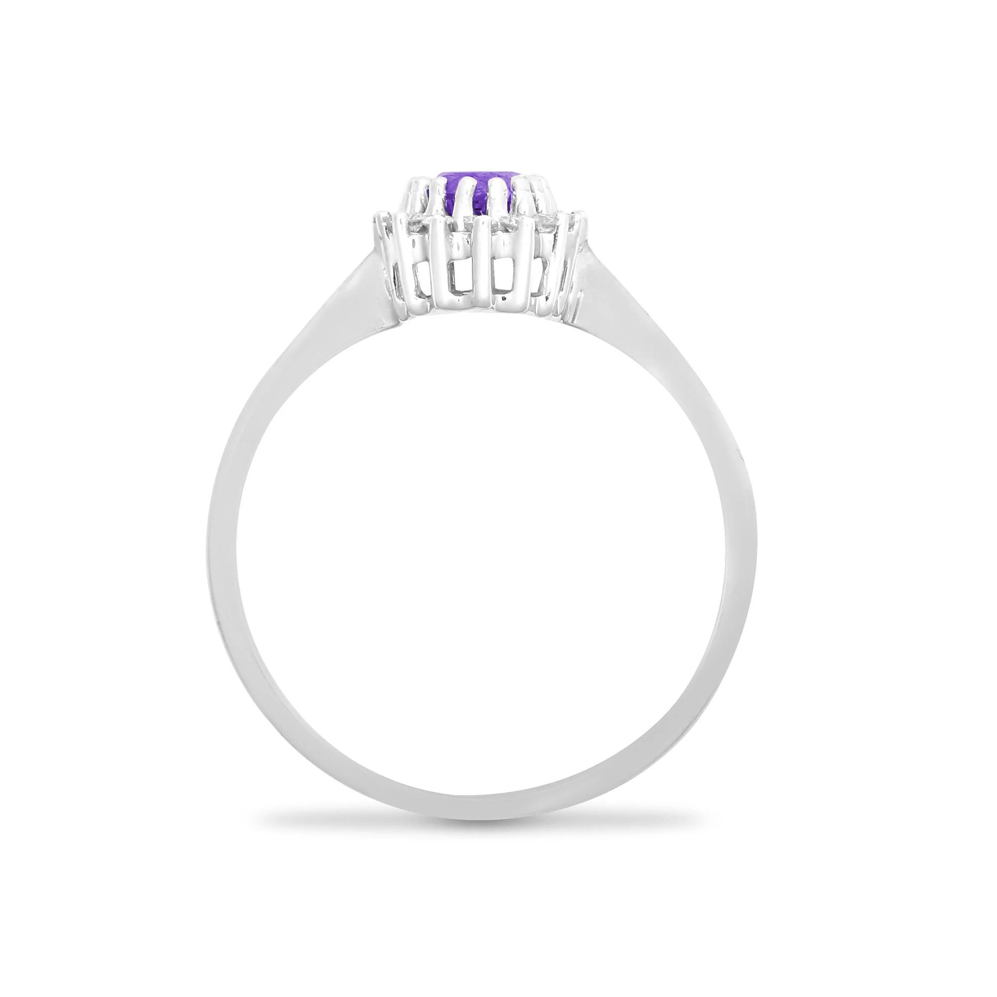9ct White Gold Natural Diamond 12pts & Amethyst 44pts Ring - Image 2