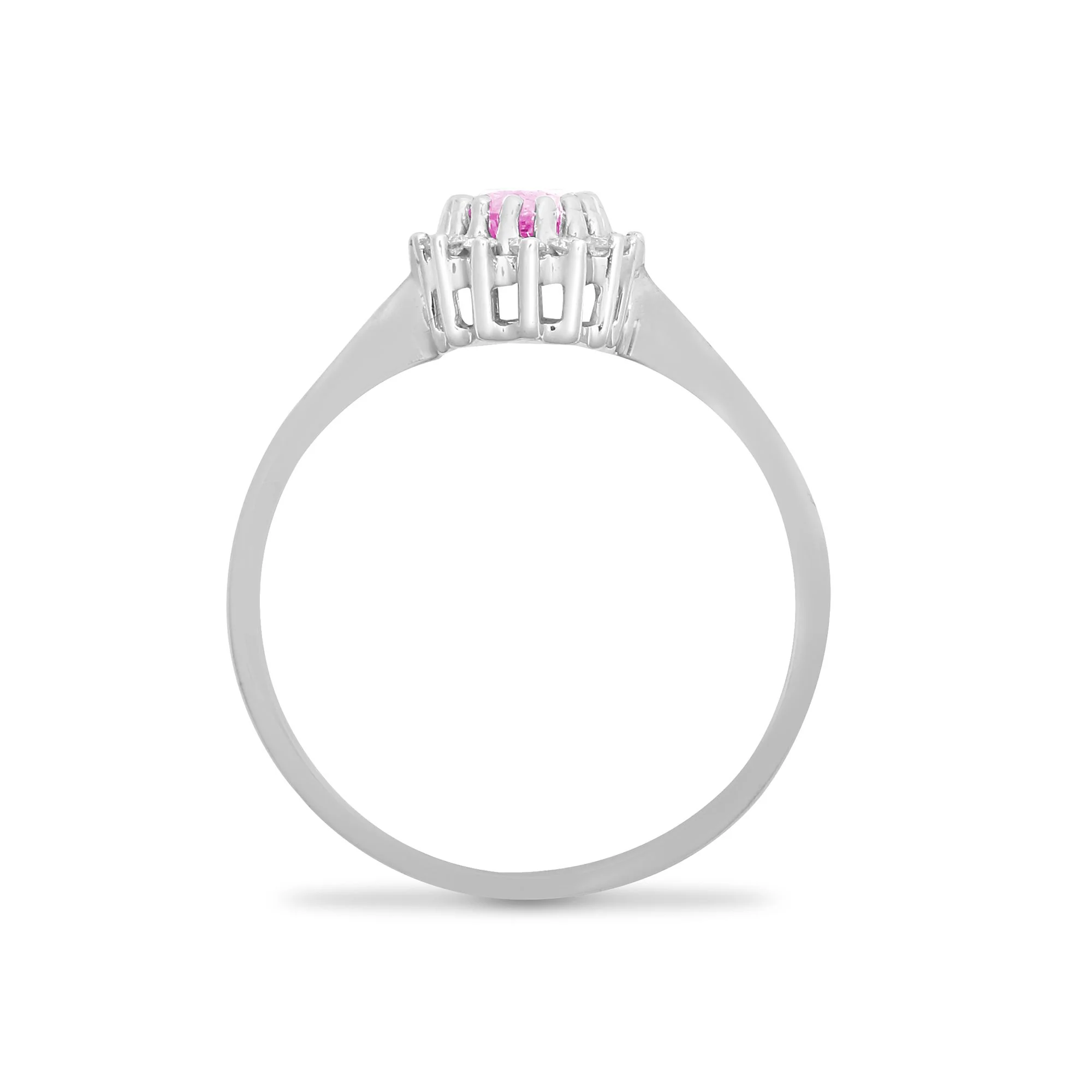 9ct White Gold Natural Diamond 12pts & Pink Sapphire 68pts Ring - Image 2