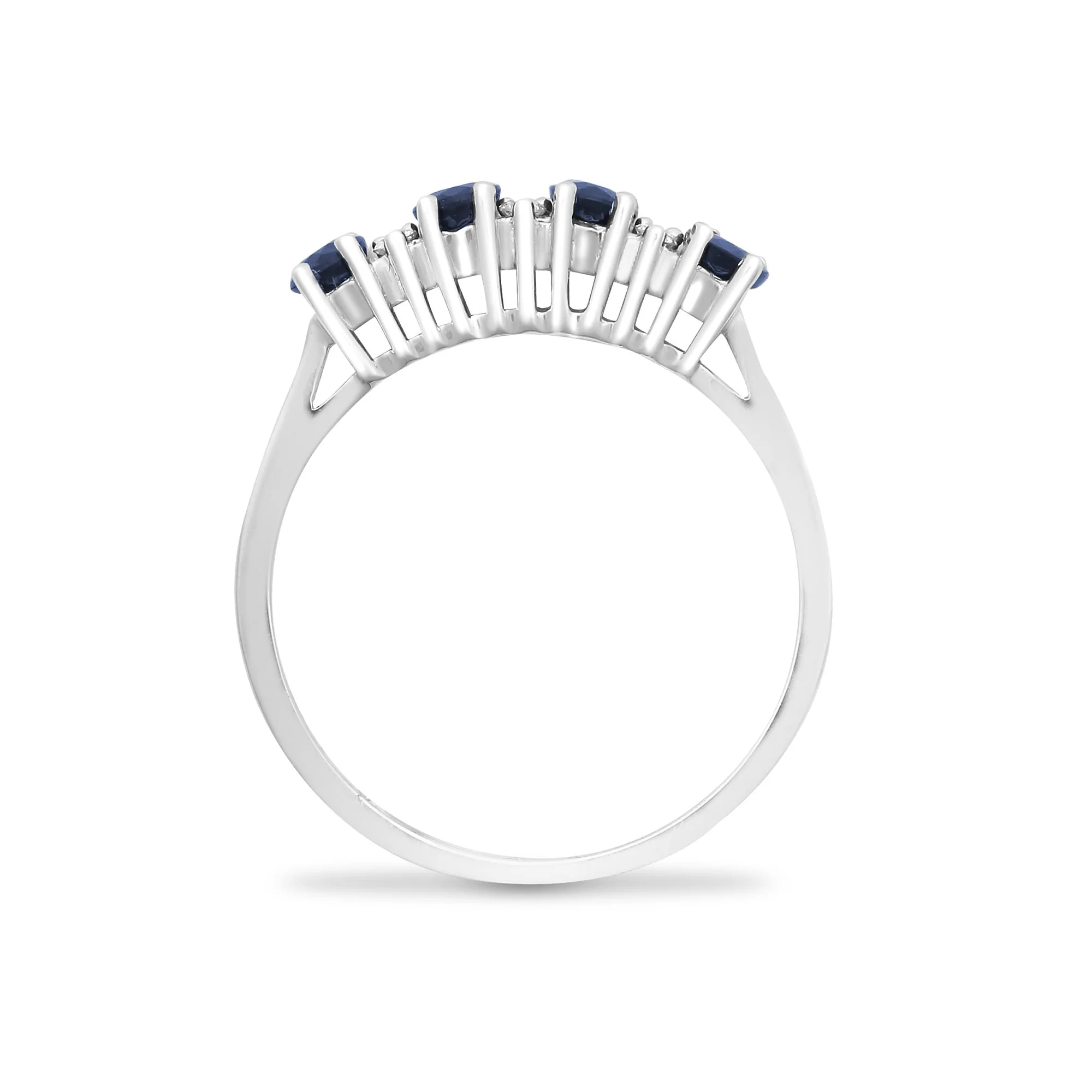 9ct White Gold Natural Diamond 12pts & Sapphire 1.05ct Ring - Image 2