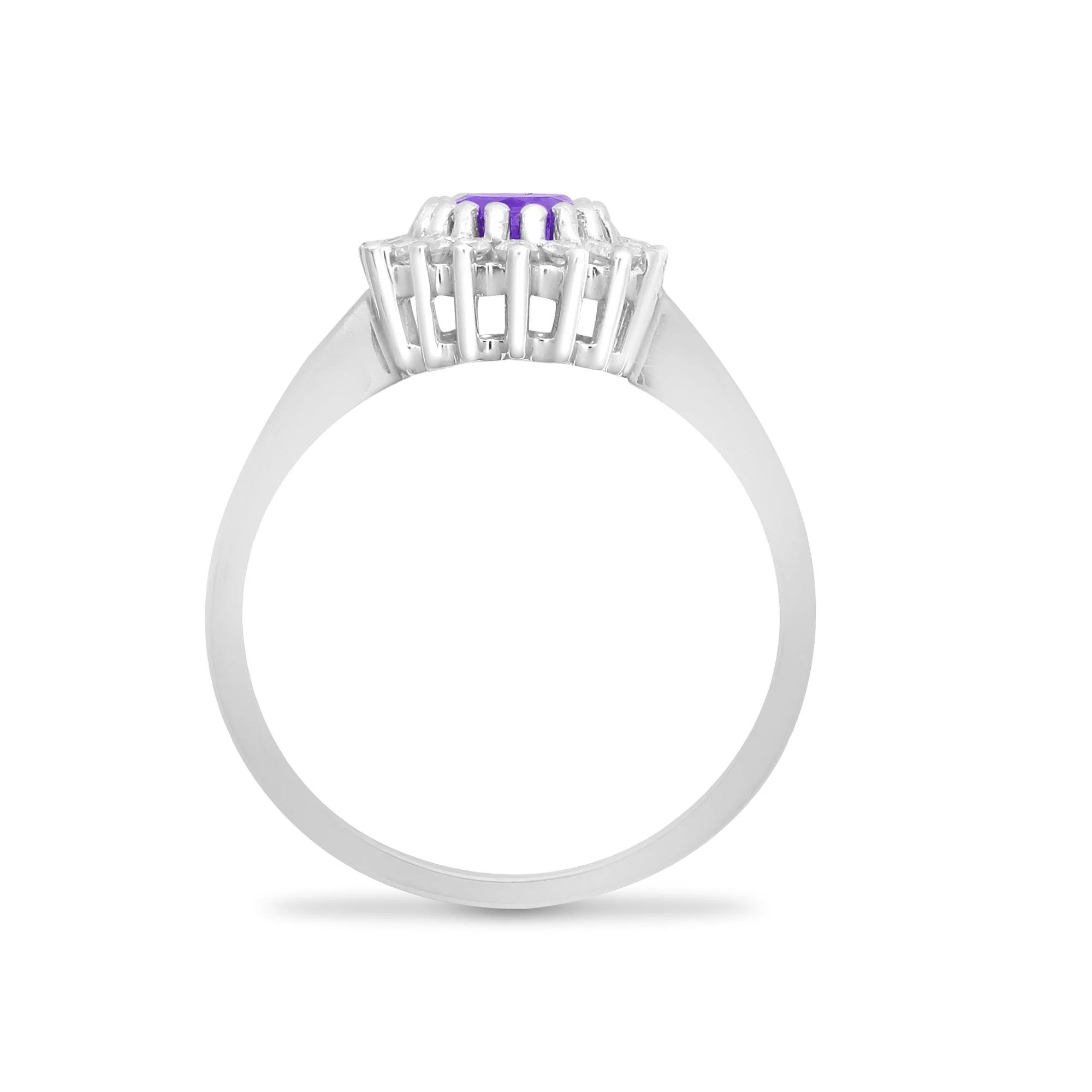 9ct White Gold Natural Diamond 23pts & Amethyst 70pts Ring - Image 2