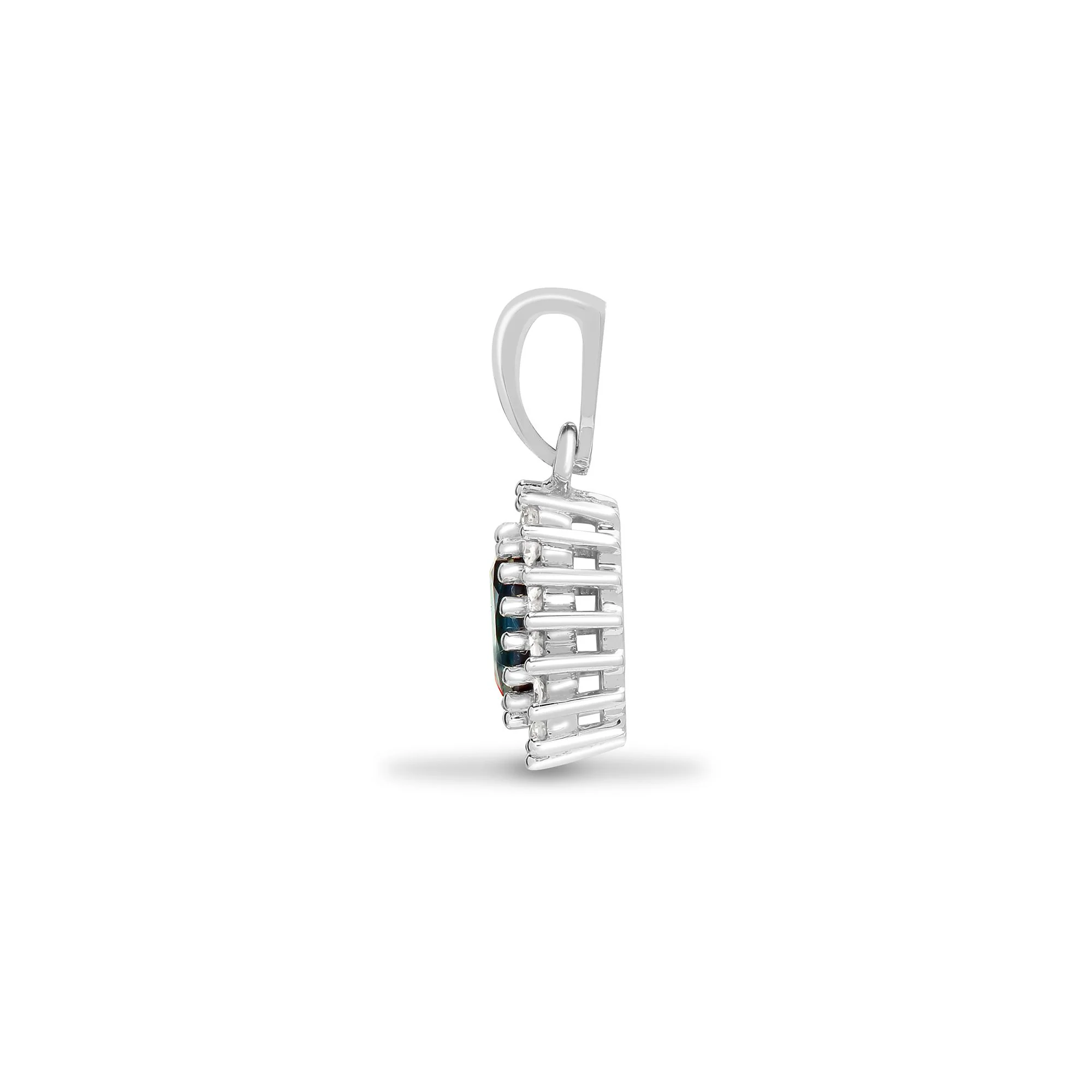 9ct White Gold Natural Diamond And Sapphire Pendant - Image 2