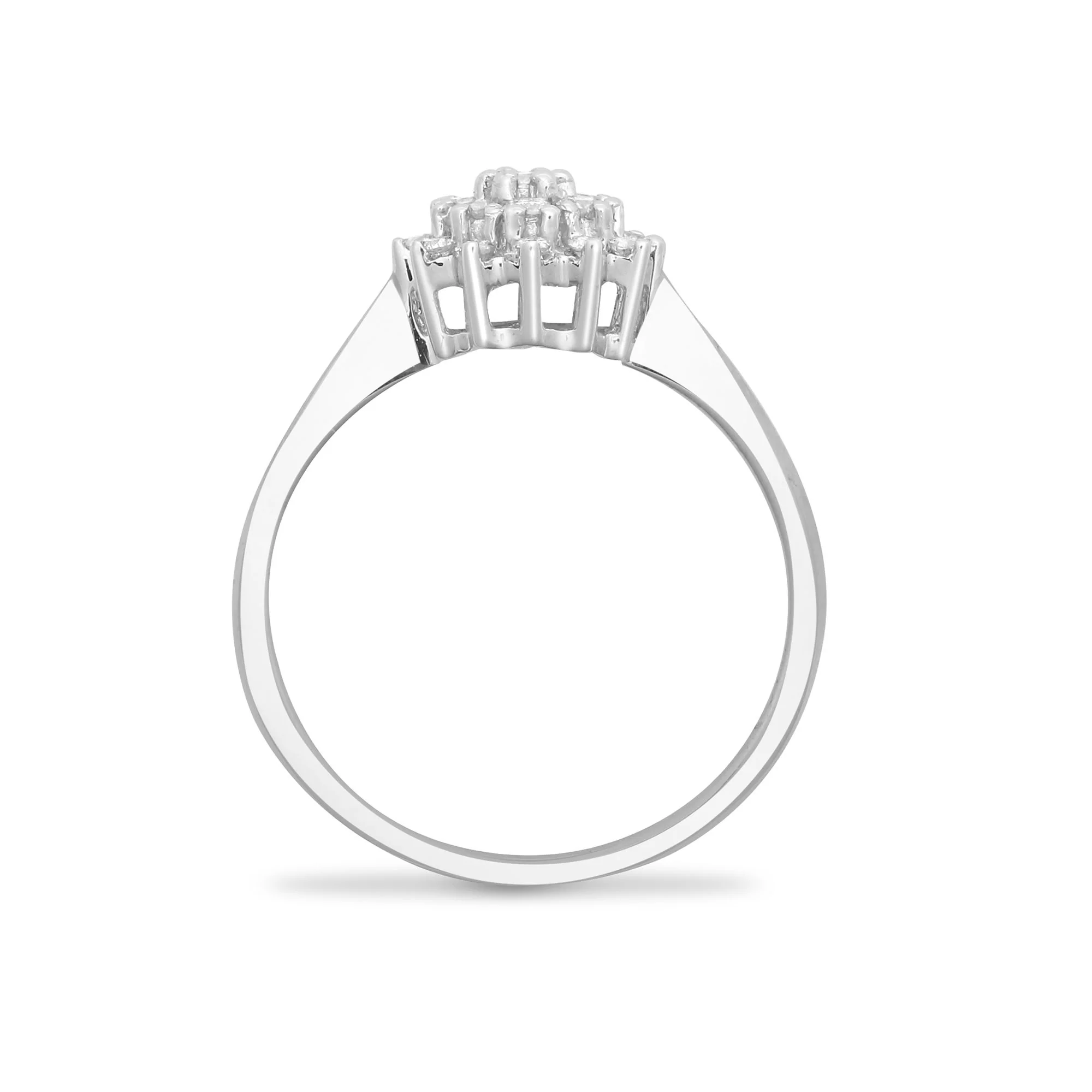 9ct White Gold Natural Diamond Cluster Ring - Image 2