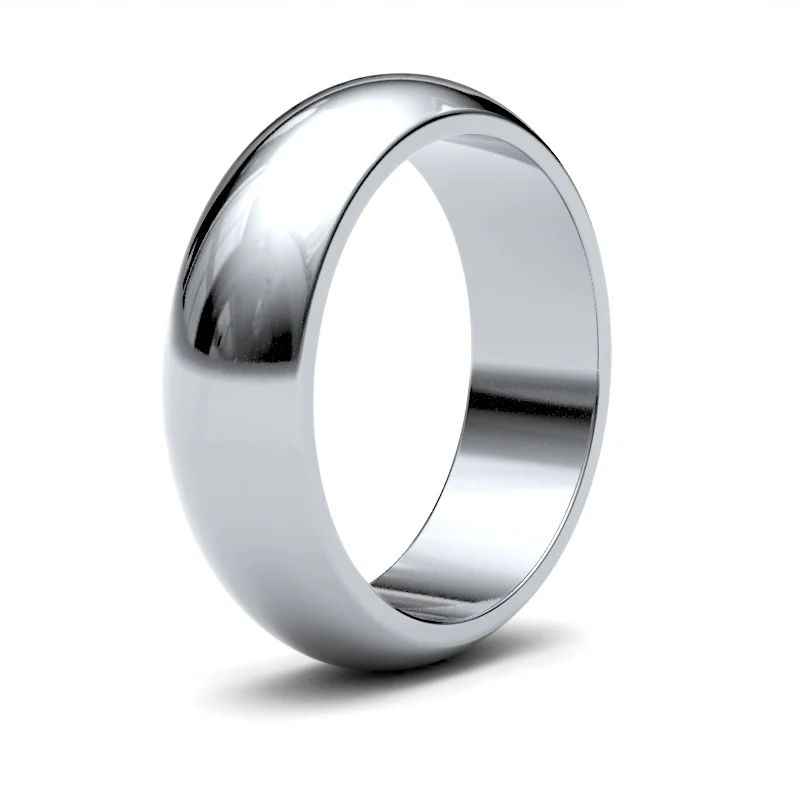 9ct White Gold Premium Weight D-Shape Profile Mirror Finish Wedding Ring