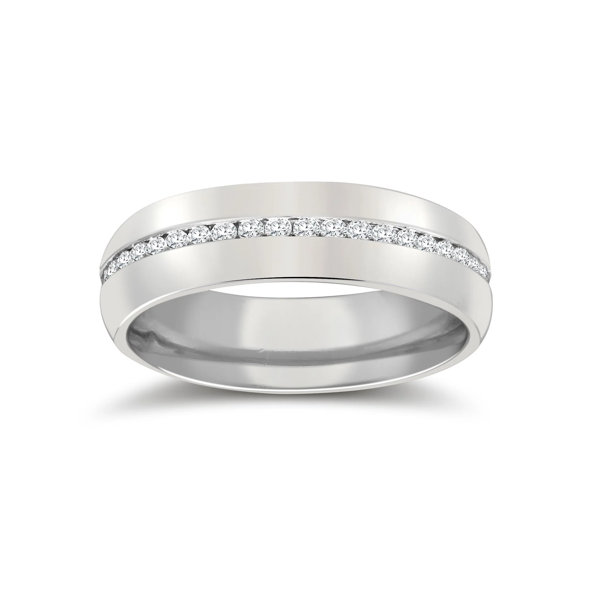 9ct White Gold RBC Court Natural Diamond Wedding Band Fully Set - 4mm - 50pts