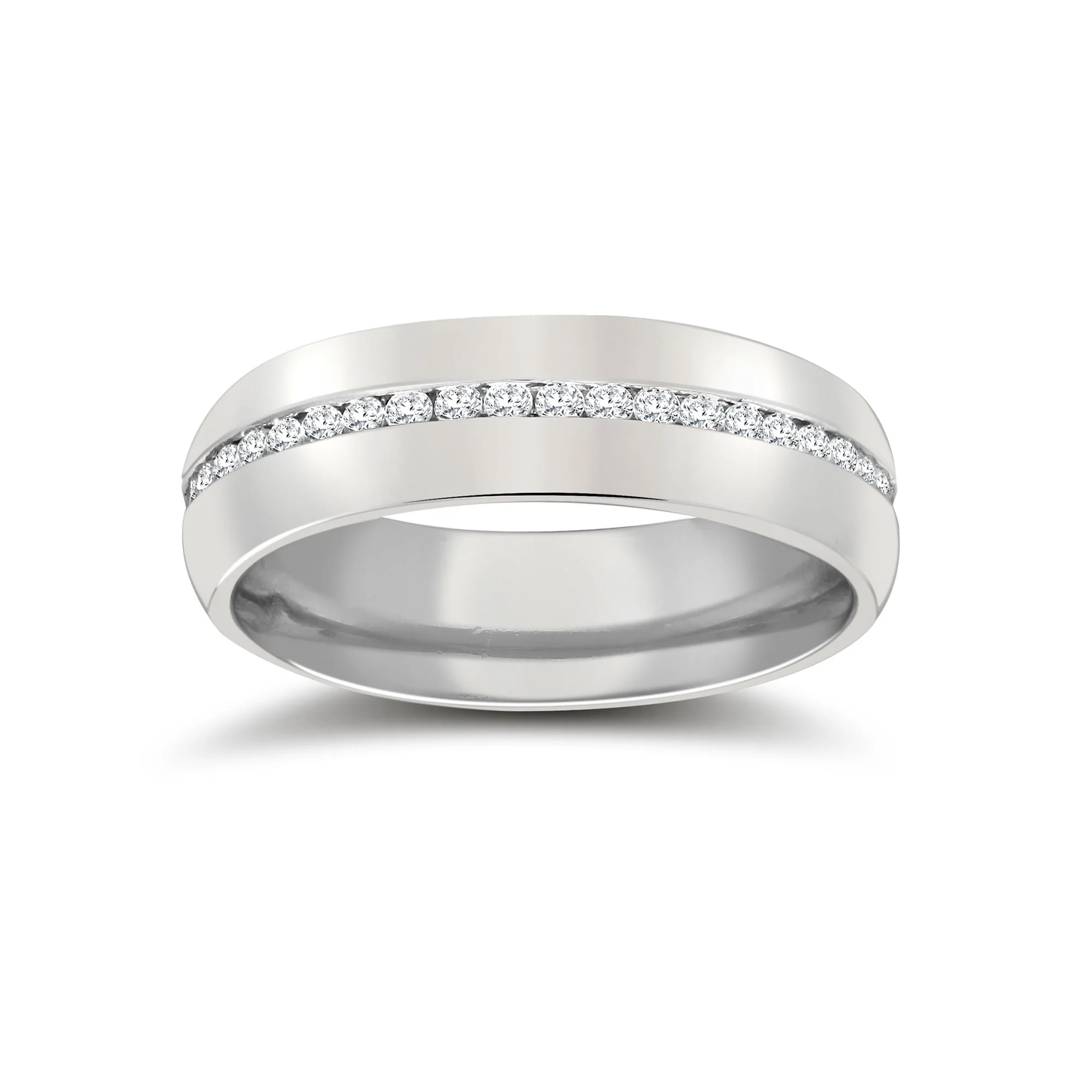 9ct White Gold RBC Court Natural Diamond Wedding Band Fully Set - 5mm - 50pts