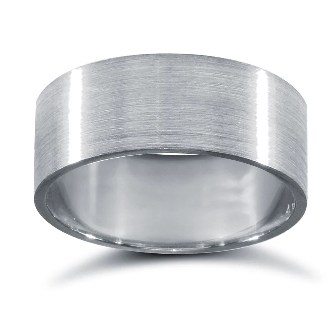 9ct White Gold Standard Weight Flat Court Profile Satin Wedding Ring