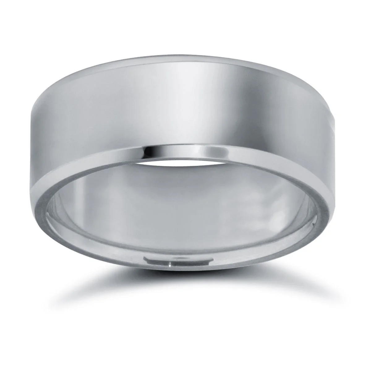 9ct White Gold Standard Weight Flat Profile Bevelled Edge Wedding Ring