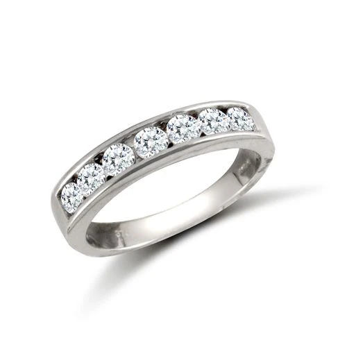 9ct White Ladies Cubic Zirconia Channel Set Half Et Ring