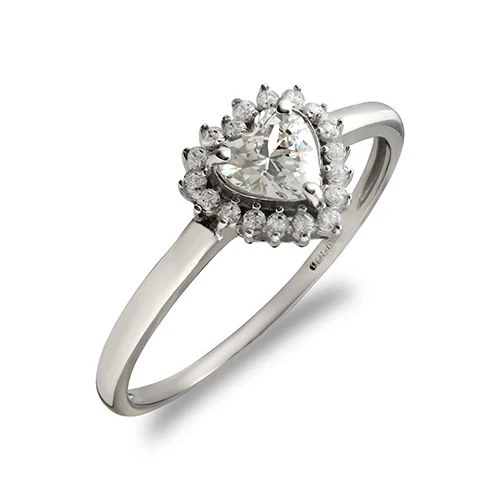 9ct White Ladies Cubic Zirconia Heart Cluster Ring