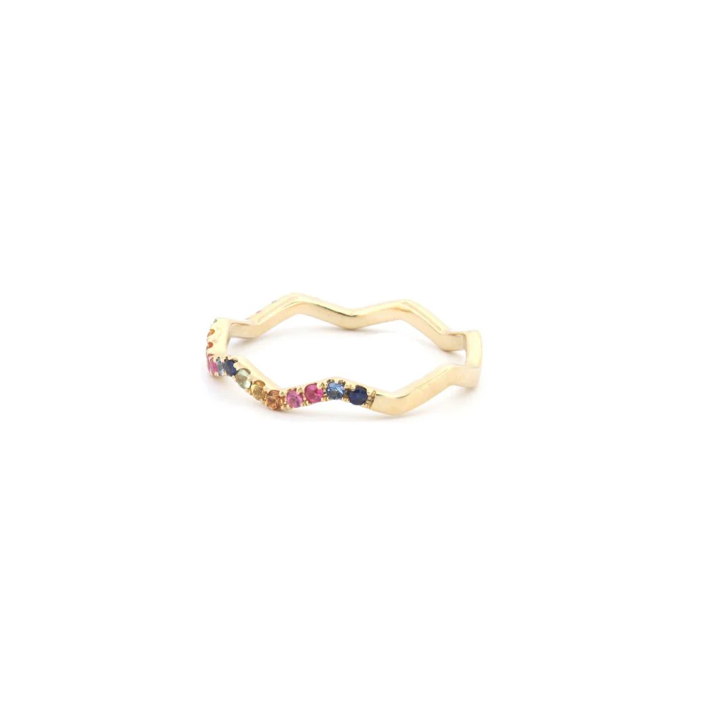 9ct Yellow 0.27ct Rainbow Saph Zigzag ET Ring - Image 2