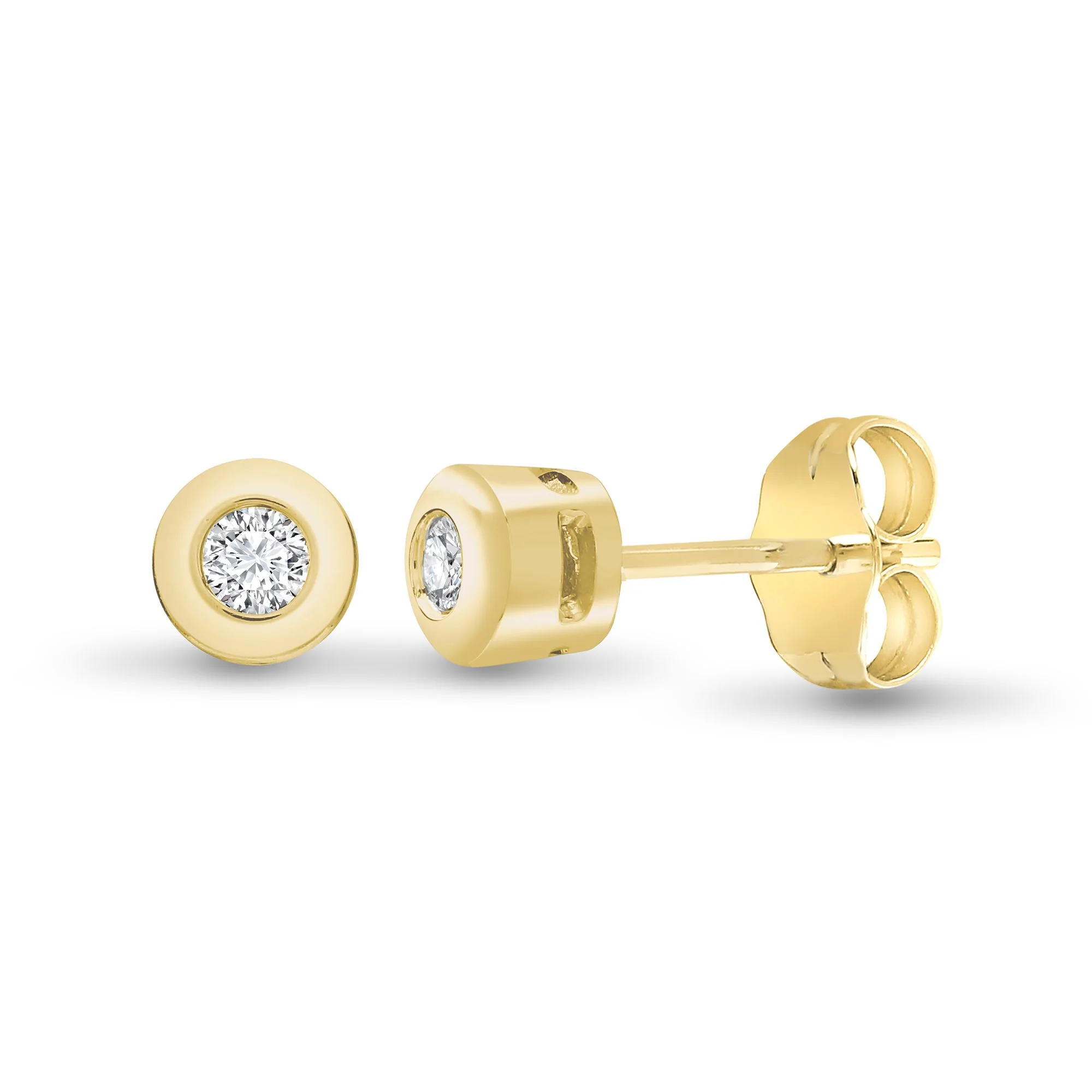 9ct Yellow 20pts Rub over Earrings