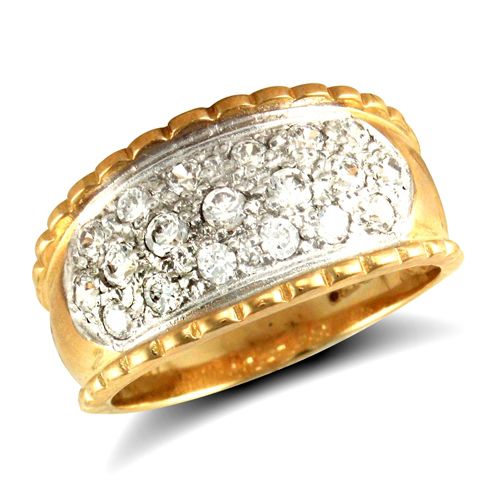 9ct Yellow 3 Row Cubic Zirconia Bombay Ring