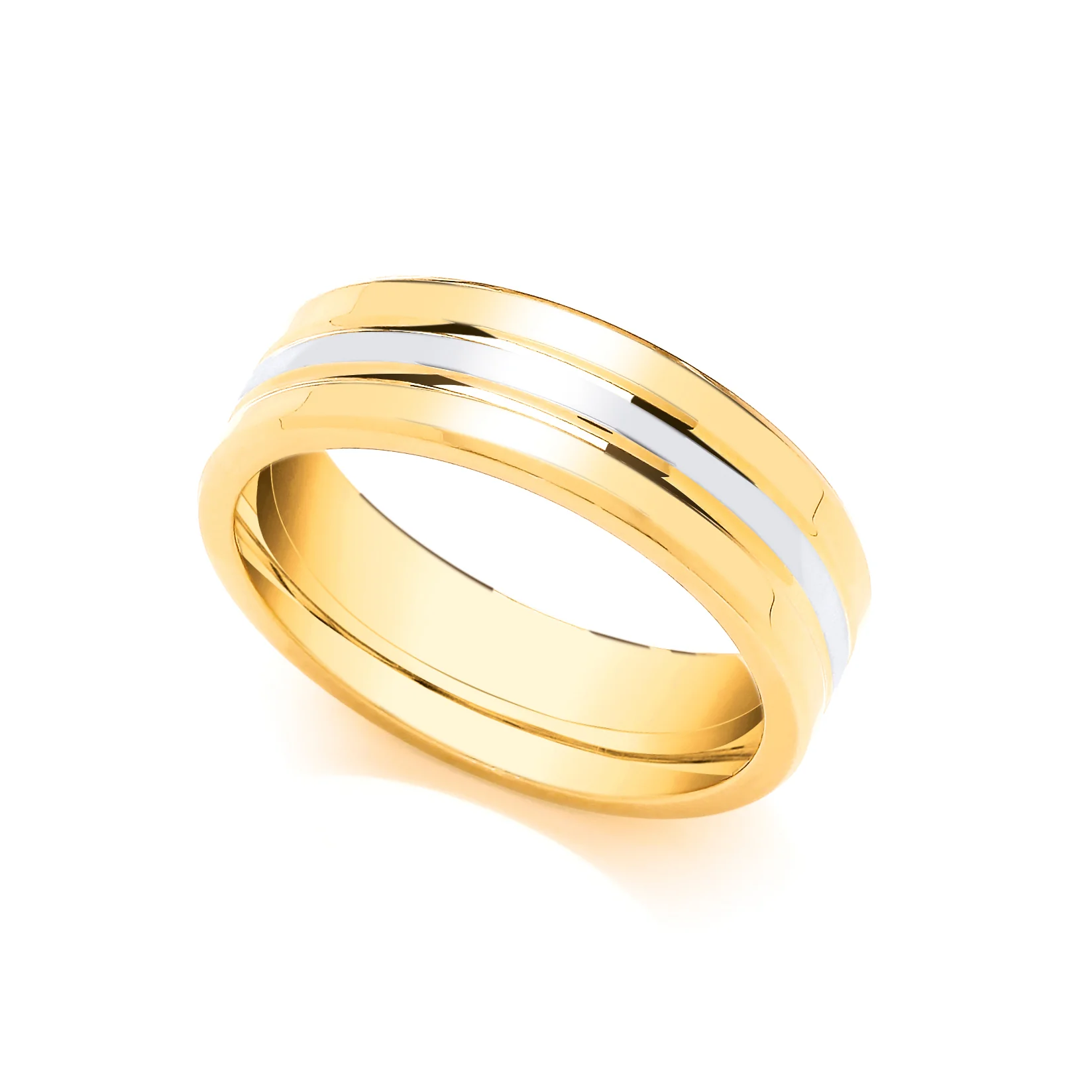 9ct Yellow and White Fancy 5mm Wedding Band